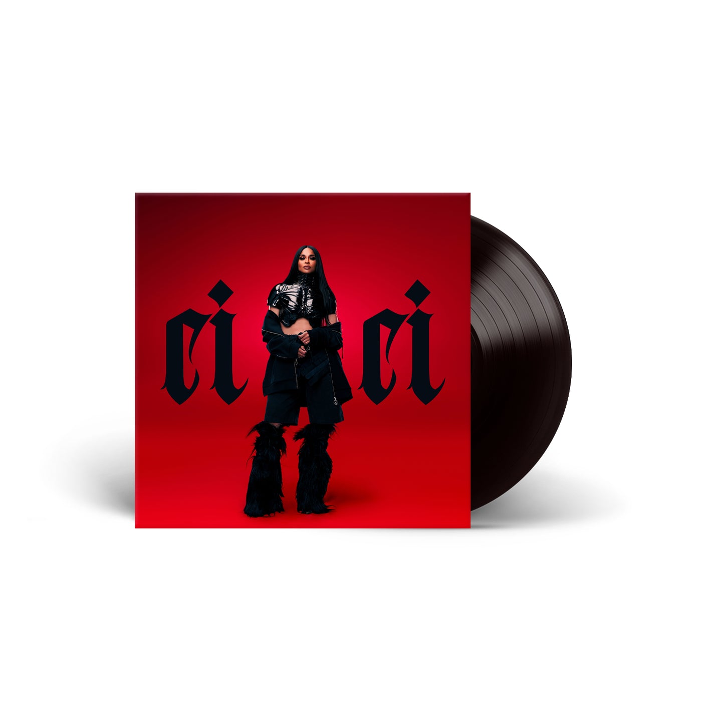 Black vinyl record with a red cover featuring Ciara and the text 'cici' on a red background
