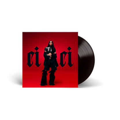 Black vinyl record with a red cover featuring Ciara and the text 'cici' on a red background